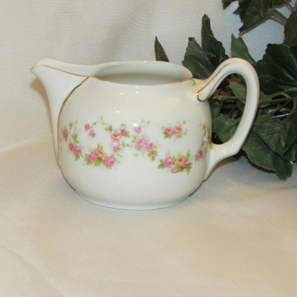 Vintage Bridal Rose Creamer Germany Pretty Pink Floral Cream Pitcher - Picture 1 of 8